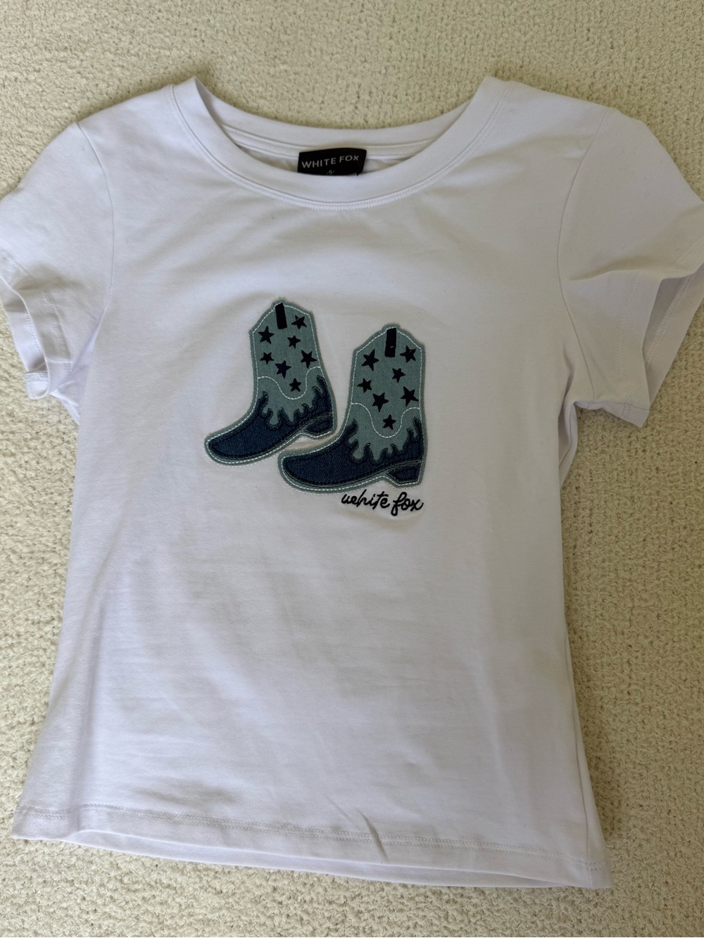White Fox Boutique Cowboy Boots Baby Tee